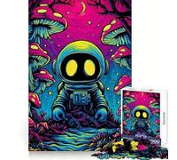 Rompecabezas de 1000 Piezas Astronauta en un Bosque de Hongos psicodélicos para Adultos Diversión, Aprendizaje Lento y Ocio Bordes precisos Un Regalo Ideal (38x26cm)