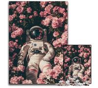 Rompecabezas de 1000 Piezas: Astronauta en un mar de Flores Rompecabezas de cartón para aliviar el estrés y Matar el Tiempo Una Obra de Arte para niños de 14 años 26x38cm