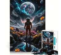 Rompecabezas de 1000 Piezas Astronauta en un Planeta alienígena Diversión precisa y Estimulante para el Desarrollo cognitivo Juego Relajante para cumpleaños Arte y diversión (38x52cm)