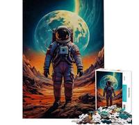 Rompecabezas de 1000 Piezas Astronauta en un Planeta alienígena Juego Familiar Que desafía la Inteligencia Juguetes adictivos Gran Regalo para los Amantes de los Juegos y los cumpleaños (38x26cm)