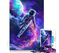 Rompecabezas de 1000 Piezas Astronauta en una Colorida Nebulosa Espacial,diseño de Bordes Finos,Rompecabezas de lógica,Juego de Ocio,Regalo Divertido de cumpleaños (50x75cm)