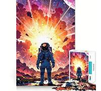 Rompecabezas de 1000 Piezas Astronauta Frente a una explosión cósmica Juego de Corte sin Costuras Juego Creativo Juguete Juego Casual Arte navideño para el Ocio (38x52cm)
