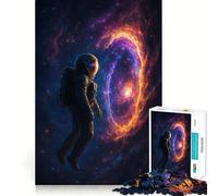 Rompecabezas de 1000 Piezas Astronauta Frente a una Nebulosa Juego de Corte sin Costuras Juego Creativo Juguete Juego Casual Arte navideño para el Ocio (50x75cm)
