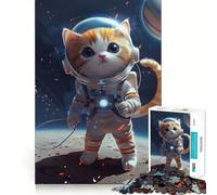 Rompecabezas de 1000 Piezas Astronauta,Gato Espacial,Juego de Corte Sin Fisuras,Juego Creativo,Juguete,Juego Casual,Arte Navideño y de Ocio (50x75cm)