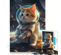 Rompecabezas de 1000 Piezas Astronauta,Gato Espacial,Juego de Lógica y Pensamiento,Relájate,Tiempo de Juego, (50x75cm)