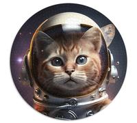 Rompecabezas de 1000 Piezas Astronauta Gato Naranja, Rompecabezas Redondos de 1000 Piezas para Adultos, Navidad, Halloween, Pascua y Año Nuevo, 67,5 x 67,5 cm