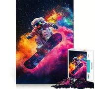 Rompecabezas de 1000 Piezas Astronauta Haciendo Snowboard en el Espacio,Corte Suave,Juego Mental,Regalo,Tiempo de Juego Relajante,Pieza de Arte navideña (38x52cm)