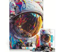 Rompecabezas de 1000 Piezas Astronauta,Mirada a Distancia,Juego de Corte sin Costuras,Juego Creativo,Juguete,Juego Casual,Arte navideño para el Ocio (38x26cm)