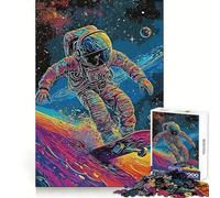 Rompecabezas de 1000 Piezas Astronauta Patinador - Pensamiento Claro - Pasatiempo Tranquilo - Bordes precisos - Sorpresa Festiva (38x52cm)