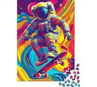 Rompecabezas de 1000 Piezas Astronauta Psicodélico Patinador Espacial, Papel Reciclado Regalo Hombre Mujer, Juego Educativo Desafiante 52x38cm/1000pcs