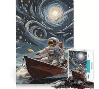 Rompecabezas de 1000 Piezas Astronauta remando en un Bote,decoración,Juego Mental,Regalo para Momentos de Tranquilidad,Regalo de cumpleaños (38x26cm)