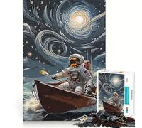 Rompecabezas de 1000 Piezas Astronauta remando en un Bote Juego de ingenio para ejercitar la Mente,Relajarse y divertirse en cumpleaños Regalo Ideal (38x52cm)