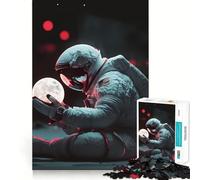 Rompecabezas de 1000 Piezas Astronauta sosteniendo la Luna Arte de Corte preciso Un desafío para ejercitar la Mente Regalo Ideal para el Tiempo Libre Divertido para la Navidad Decoración de Pared