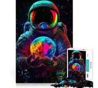 Rompecabezas de 1000 Piezas Astronauta sosteniendo la Tierra,diseño de Bordes Finos,Ideal para Juegos de lógica y Entretenimiento cumpleaños (38x26cm)