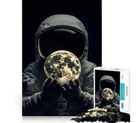 Rompecabezas de 1000 Piezas Astronauta sosteniendo una Luna Brillante Diversión precisa con articulaciones Juego cognitivo Diversión a Ritmo pausado Juego artístico para cumpleaños (50x75cm)