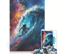 Rompecabezas de 1000 Piezas: Astronauta surfeando en el Espacio, Juego Interactivo, Entrena tu Cerebro y Tus Manos, cumpleaños y Navidad 38x52cm