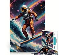 Rompecabezas de 1000 piezas Astronauta surfista en un mar cósmico Arte de corte preciso Un desafío para la mente Regalo ideal para el tiempo libre Divertido Decoración navideña para la pared (38x52cm)