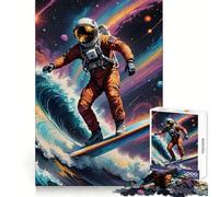 Rompecabezas de 1000 Piezas Astronauta Surfista en un mar cósmico para Adultos y adolescentesIdeal para Practicar el razonamiento,Relajarse y Disfrutar de su Tiempo libreBordes de Alta calidadRegalo