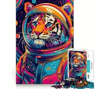Rompecabezas de 1000 Piezas Astronauta,Tigre Espacial,Decoración,Juego de Habilidad Mental,Tiempo de Juego Acogedor,Decoración Navideña para Pared (50x75cm)