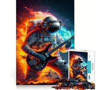 Rompecabezas de 1000 Piezas Astronauta Tocando la Guitarra,diseño de Bordes Finos,Rompecabezas de lógica,Juego de Ocio,Regalo Divertido de cumpleaños (38x26cm)