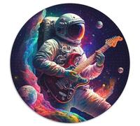 Rompecabezas de 1000 Piezas Astronauta Tocando la Guitarra Rompecabezas Redondo de 1000 Piezas para Adultos Ideal para diversión Familiar, relajación y Regalos navideños 1000 Piezas (67,5x67,5cm)