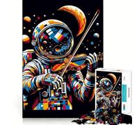 Rompecabezas de 1000 Piezas Astronauta,violín,WPAP,Bordes Finos,Manualidades,Rompecabezas de lógica,Juego de Ocio,Regalo Divertido de cumpleaños (38x52cm)