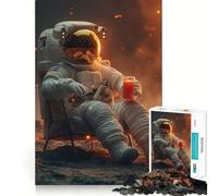 Rompecabezas de 1000 Piezas Astronauta y Bebida,decoración,Juego Mental,Regalo para Momentos de Tranquilidad,Regalo de cumpleaños (38x52cm)