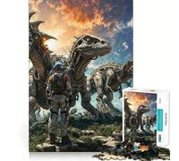 Rompecabezas de 1000 Piezas Astronautas Entre Dinosaurios Juego de ingenio Decorativo Regalo Ideal para Relajarse Regalo de cumpleaños Arte (38x52cm)