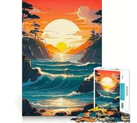 Rompecabezas de 1000 Piezas Atardecer con mar para Adolescentes Un Rompecabezas Que Ayuda a desarrollar la Memoria, Relajante y Divertido Diseño para armar Una cálida Sorpresa 38x52cm