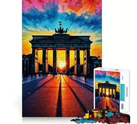 Rompecabezas de 1000 Piezas Atardecer en Berlín en la Puerta de Brandeburgo Juego Creativo para desarrollar la Mente Un Juego Ideal para Pasar un rato Agradable Regalo de cumpleaños (38x26cm)