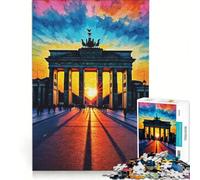 Rompecabezas de 1000 Piezas Atardecer en Berlín en la Puerta de Brandeburgo, Juego de ingenio, decoración para el hogar, con Piezas de Formas aleatorias Que encajan Perfectamente 38x26cm
