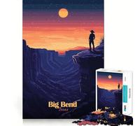 Rompecabezas de 1000 Piezas Atardecer en Big Bend,Texas Juego cognitivo Regalo Ideal para divertirse en un Ambiente Acogedor Escena navideña Arte (38x26cm)