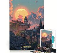 Rompecabezas de 1000 Piezas Atardecer en Edimburgo, Escocia para Adultos Juguete de lógica para Jugar en Interiores Corte de precisión Regalo Ideal 38x26cm