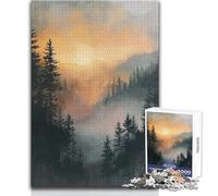 Rompecabezas de 1000 Piezas: Atardecer en el Bosque brumoso, una Forma Relajante de llenar el Tiempo Libre, Corte preciso y consistente, Juguete de Juego, tamaño 38x26cm