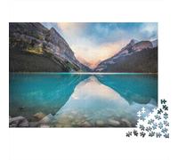 Rompecabezas de 1000 Piezas Atardecer en el Lago de montaña - Reflejo en el Espejo del Lago de montaña - Juego Educativo para Adultos - Hermosa decoración - Difícil - Reto - Regalos de 70x50cm