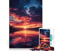 Rompecabezas de 1000 Piezas Atardecer en el Lago Sereno para Adolescentes Juguete de lógica sólida Diversión Tranquila Corte de precisión Regalo increíble (50x75cm)