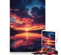 Rompecabezas de 1000 Piezas Atardecer en el Lago Sereno para Adolescentes Juguete de lógica sólida Diversión Tranquila Corte de precisión Regalo increíble (50x75cm)