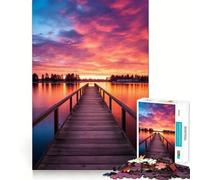 Rompecabezas de 1000 Piezas Atardecer en el Muelle Junto al mar para Adolescentes Juego de ingenio y relajación (50x75cm)