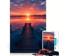 Rompecabezas de 1000 Piezas Atardecer en el Muelle Junto al mar para Adolescentes Juguete de lógica sólida, diversión Tranquila, Corte de precisión, Regalo increíble (38x52cm)
