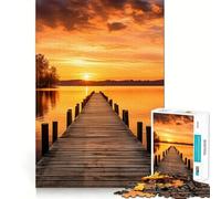 Rompecabezas de 1000 Piezas Atardecer en el Muelle Junto al mar para Adolescentes Juguete de lógica, Sencillo y Divertido Bordes Suaves Regalo Elegante (38x26cm)