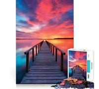 Rompecabezas de 1000 Piezas Atardecer en el Muelle Junto al mar para Adolescentes Juguete Mental Momento de Paz Corte Premium Regalo artístico (38x52cm)