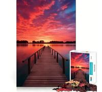 Rompecabezas de 1000 Piezas Atardecer en el Muelle Junto al mar para Adolescentes Mejora la Memoria Fácil de Usar Ideal para el Ocio Diseño de Pared con Corte Firme (50x75cm)