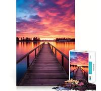 Rompecabezas de 1000 Piezas Atardecer en el Muelle Junto al mar para Adultos Ideal para estimular la Memoria Pasatiempo para el hogar Decoración de Pared con imágenes (38x52cm)
