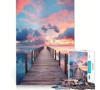 Rompecabezas de 1000 Piezas Atardecer en el Muelle Junto al mar para Adultos y Adolescentes Juguete para Pensar y reflexionar Alivia el estrés Regalo navideño de diseño Elegante (38x52cm)