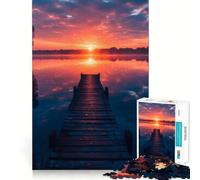 Rompecabezas de 1000 Piezas Atardecer en el Muelle para Adolescentes, Juguete de lógica, Relajante, de Corte Suave, decoración de Pared (50x75cm)
