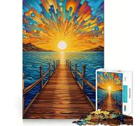 Rompecabezas de 1000 Piezas Atardecer en el Muelle para Adolescentes, Juguete de lógica, Relajante, de Corte Suave, decoración de Pared (38x26cm)