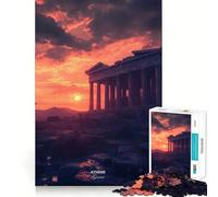 Rompecabezas de 1000 Piezas Atardecer en la Acrópolis de Atenas, Grecia para Adolescentes Ideal para Relajarse, desconectar y Disfrutar de una Obra de Arte nítida 50x75cm