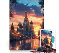 Rompecabezas de 1000 Piezas Atardecer en la Catedral de San Basilio para Adolescentes Juguete de lógica Resistente Diversión y Ocio Bordes Transparentes Artículo de colección 50x75cm