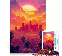 Rompecabezas de 1000 Piezas Atardecer en la Ciudad de Los Ángeles para Adultos y Adolescentes Ideal para Mejorar la Memoria, Relajarse y Disfrutar de un diseño nítido Un Regalo Encantador 38x52cm