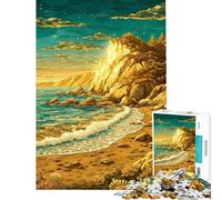 Rompecabezas de 1000 Piezas Atardecer en la Costa Dorada para Adultos Juego de ingenio Decoración de Pared cumpleaños y Navidad (Tamaño 50x75cm)